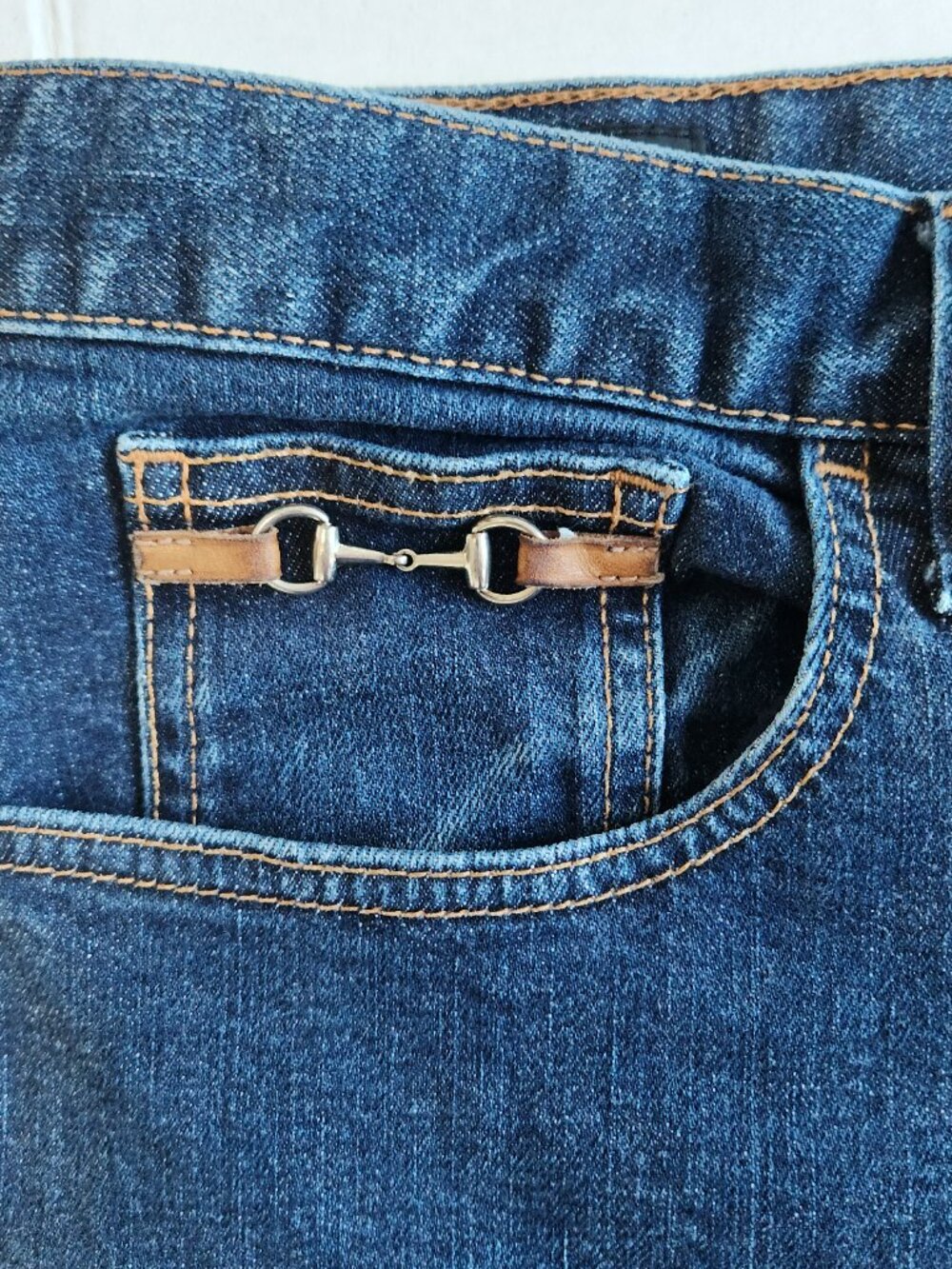 Gucci Denim Blue Jeans Women’s Size 18 US Straight Button Up Made In Italy - Picture 2 of 16